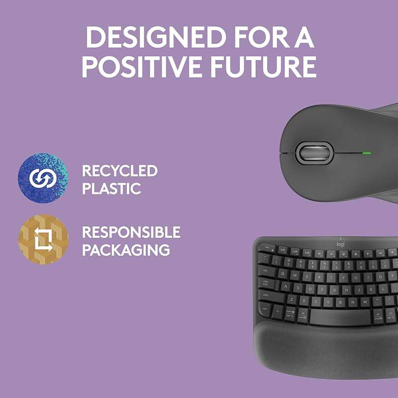 Logitech Wave Keys MK670 Combo, Wireless Ergonomic Keyboard with Signature M550 L Wireless Mouse, Comfortable Natural Typing, Bluetooth, Logi Bolt, for Multi-OS, Windows/Mac - Graphite - Image 9