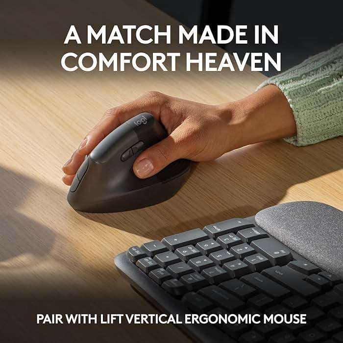 Logitech Wave Keys Wireless Ergonomic Keyboard with Cushioned Palm Rest, Comfortable Natural Typing, Easy-Switch, Bluetooth, Logi Bolt Receiver, for Multi-OS, Windows/Mac - Graphite - Image 9