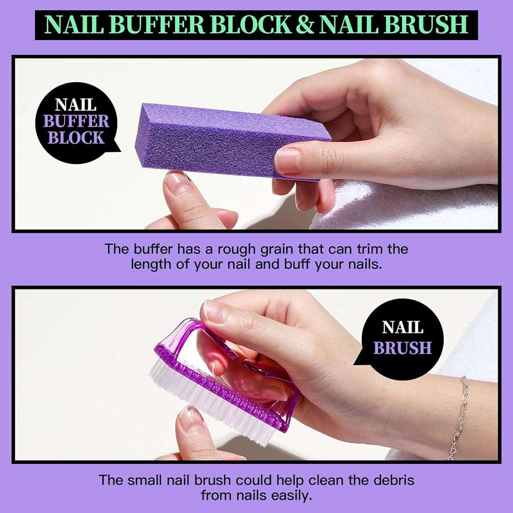 FANDAMEI Manicure and Pedicure Tools Kit, Manicure Kit, Nail Files 100/180, Nail Buffer Block, Nail Cuticle Nippers, Cuticle Pusher, Cuticle Peeler, Ingrown Toenail Tool, Toenail File, Purple - Image 3