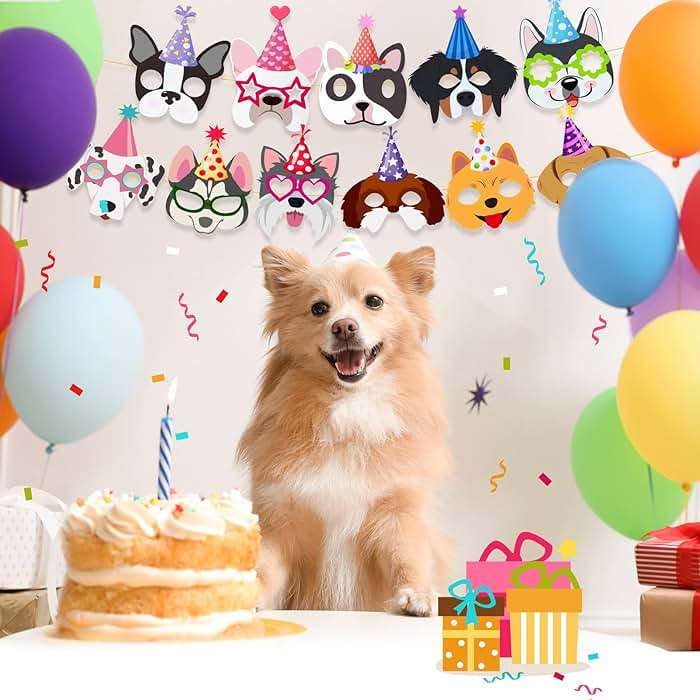 SEEWEY 24 Pcs Dog Puppy Party Favor Masks for Kids Puppy Themed Birthday Party Decoration Funny Soft Felt Dog Masks Pet Birthday Animal Costume Cosplay Supplies, 12 Styles - Image 4