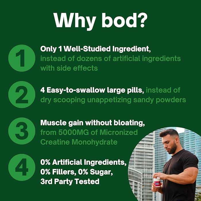 Bod Creatine Monohydrate Capsules – 45 Servings (4 Capsules = 5 g) – Ultra-Pure 200 Mesh Creatine Monohydrate – Strength, Power, Muscle Growth & Recovery - Image 4
