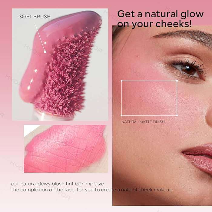 KYDA Liquid Blush, Matte Tinted for Cheeks, Lasting Dewy Cheek, Soft Creamy Blush, Blendable Lightweight, Buildable Matte Coverage, Cool Pink - Image 3