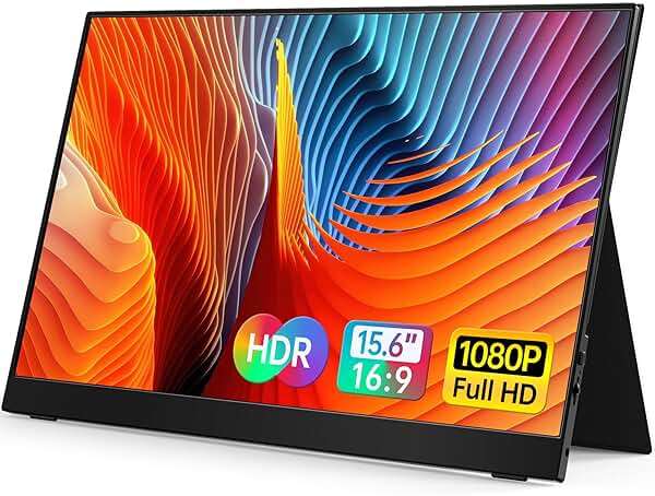 VILVA Portable-Monitor-for-Lapto - 15.6'' 1080P FHD IPS Display USB-C HDMI Portable Monitor for Laptop with Cover and Speakers External Monitor for Laptop/PC/Mac/Phone/Xbox Switch/PS4/ - Image 1