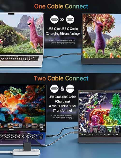 VILVA Portable-Monitor-for-Lapto - 15.6'' 1080P FHD IPS Display USB-C HDMI Portable Monitor for Laptop with Cover and Speakers External Monitor for Laptop/PC/Mac/Phone/Xbox Switch/PS4/ - Image 3