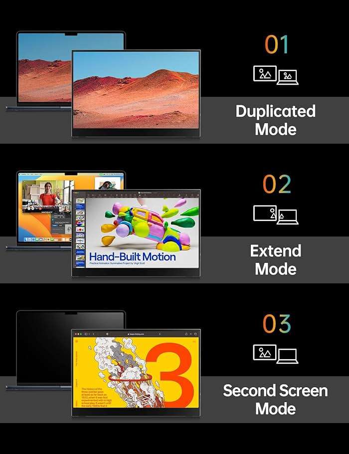 VILVA Portable-Monitor-for-Lapto - 15.6'' 1080P FHD IPS Display USB-C HDMI Portable Monitor for Laptop with Cover and Speakers External Monitor for Laptop/PC/Mac/Phone/Xbox Switch/PS4/ - Image 4