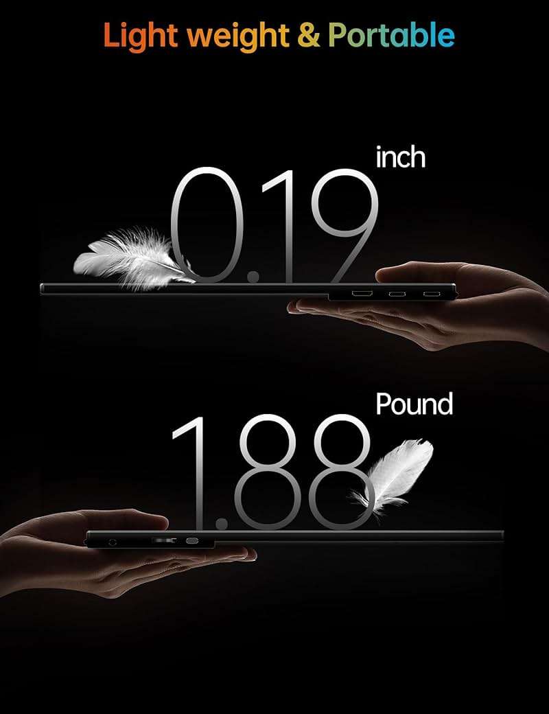 VILVA Portable-Monitor-for-Lapto - 15.6'' 1080P FHD IPS Display USB-C HDMI Portable Monitor for Laptop with Cover and Speakers External Monitor for Laptop/PC/Mac/Phone/Xbox Switch/PS4/ - Image 5