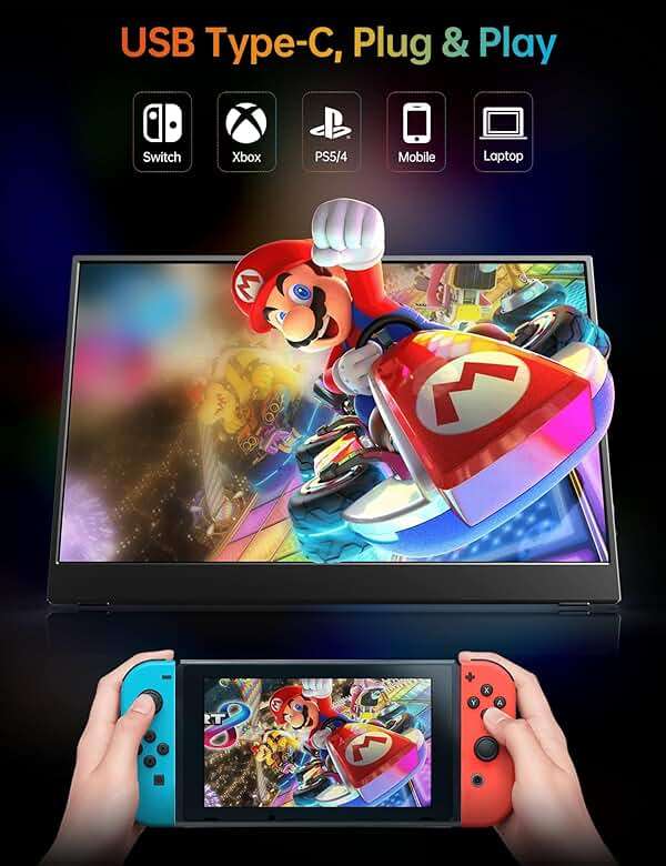 VILVA Portable-Monitor-for-Lapto - 15.6'' 1080P FHD IPS Display USB-C HDMI Portable Monitor for Laptop with Cover and Speakers External Monitor for Laptop/PC/Mac/Phone/Xbox Switch/PS4/ - Image 6