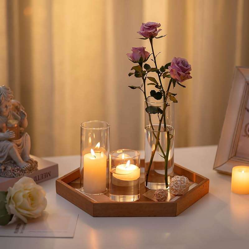 Glass Cylinder Vases Set of 24, Hewory Tall Clear Vase for Centerpieces, Glass Hurricane Candle Holders for Pillar Floating Candles, Round Vases for Wedding Events Table Decor, 2.6” in Diameter - Image 5