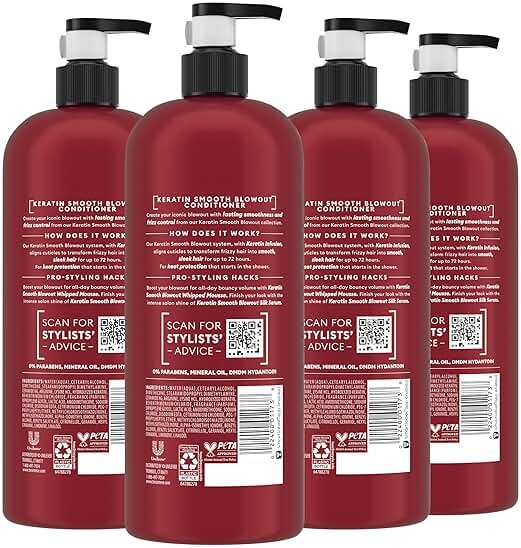 TRESemmé Keratin Smooth Conditioner 4 pack for Frizzy Hair, Formulated with Lamellar-Discipline, 28 Fl Oz - Image 2