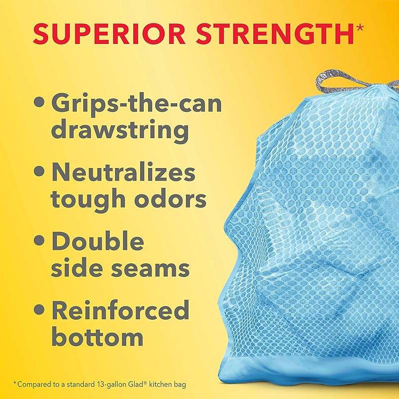 Glad Tall Kitchen Trash Bags 13 Gallon, MaxStrength Beachside Breeze Garbage Bags, Odorshield with Drawstring, 34 Count - Image 4