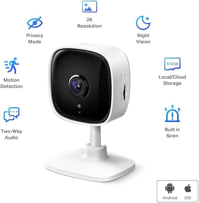 Tapo 2K Indoor Wired Security Camera - Works as a Baby Monitor & Pet Camera, Person/Motion/Baby Cry Detection, 2-Way Audio, Siren, Subscription-Free Local Storage or Optional Cloud, C110P4 (4-Pack) - Image 2