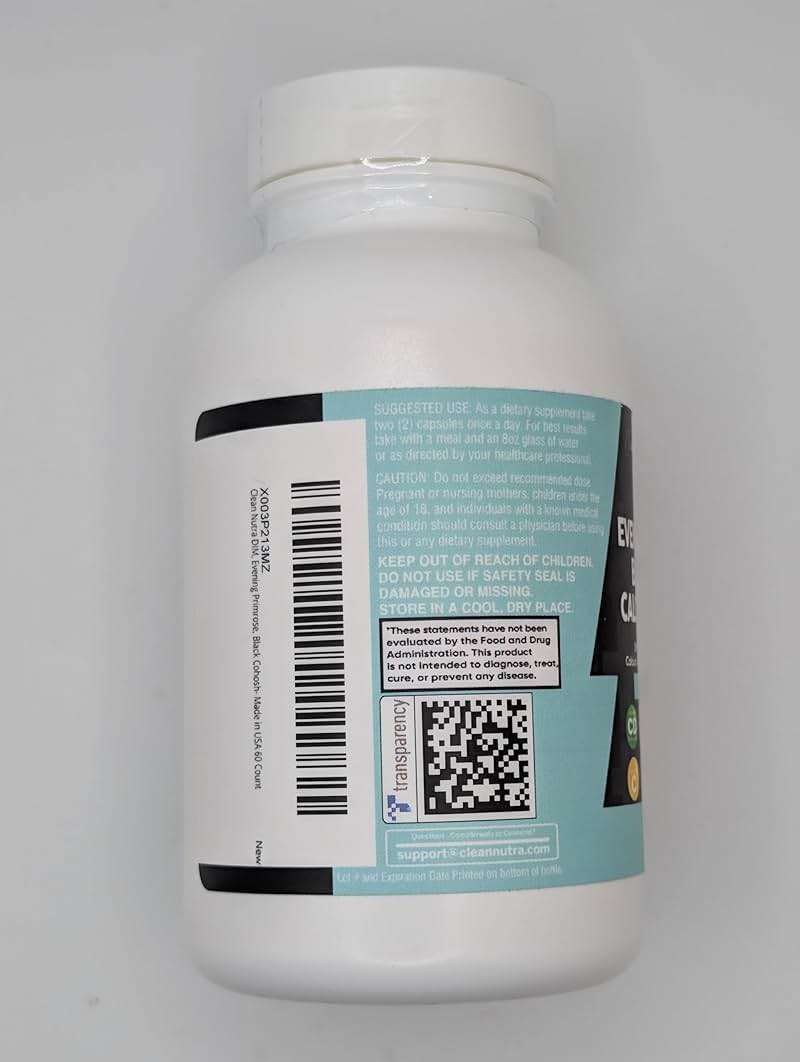 Clean Nutraceuticals DIM Evening Primrose Black Cohosh Calcium D-Glucarate Sulforaphane Flax Seed Extract - Hormonal Support Vitamins for Women with Dong Quai - 60 Caps - Image 4