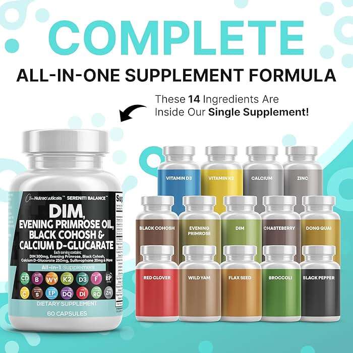 Clean Nutraceuticals DIM Evening Primrose Black Cohosh Calcium D-Glucarate Sulforaphane Flax Seed Extract - Hormonal Support Vitamins for Women with Dong Quai - 60 Caps - Image 5