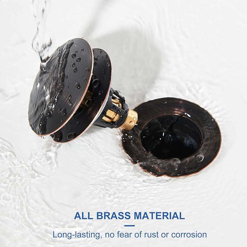 PerPaiMe Universal 3-in-1 Bathroom Sink Stopper - Pop Up Sink Drain Stopper, Push Button Sink Drain Stopper Replacement, Wash Basin Drain Filter Plug with Anti-Clogging Strainer, Oil Rubbed Bronze - Image 5