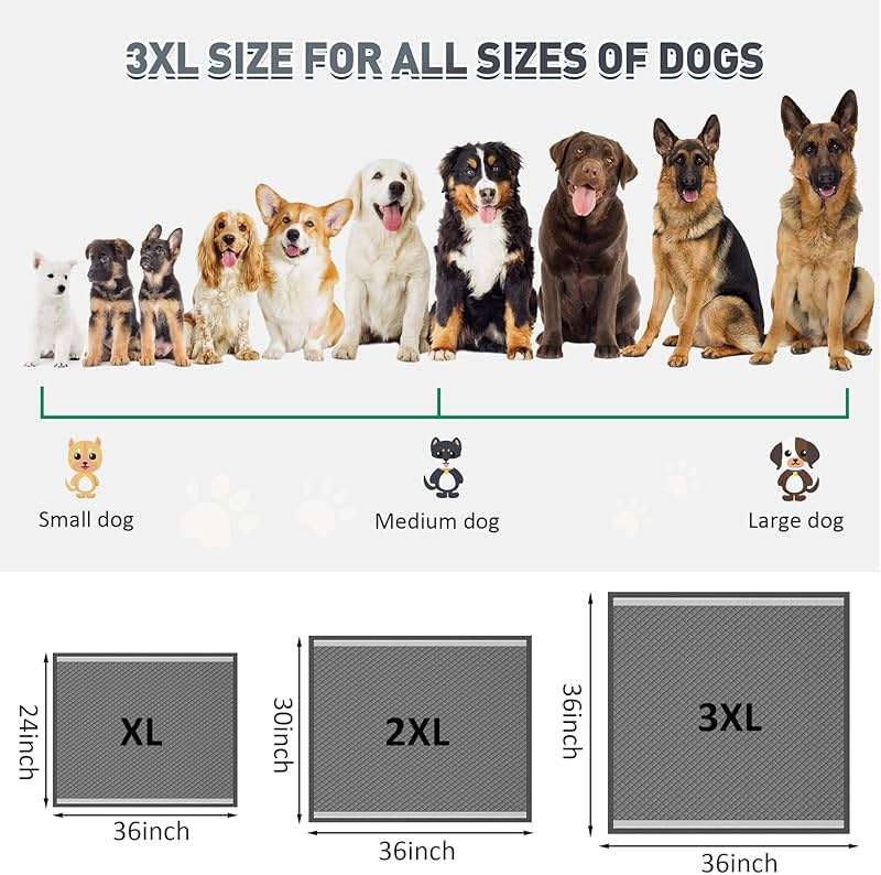 Boscute Charcoal Super Absorbency Puppy Pads, Activated Carbon Odor-Control XXXL 36"x36" Leak-Proof Pet Training Pee Pads, Disposable Potty Pads for Dogs Cats, Rabbits - Image 2