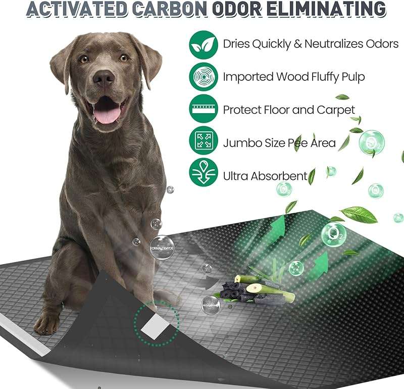 Boscute Charcoal Super Absorbency Puppy Pads, Activated Carbon Odor-Control XXXL 36"x36" Leak-Proof Pet Training Pee Pads, Disposable Potty Pads for Dogs Cats, Rabbits - Image 4