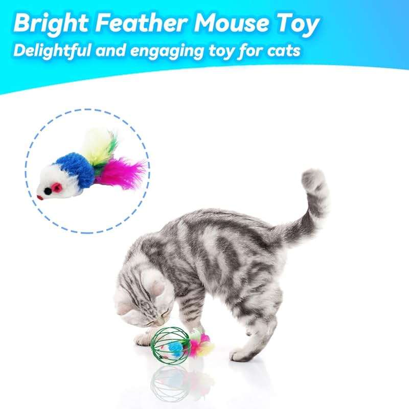 QUVOVID Cat Toys 6 Packs Cat Ball Toys for Indoor Cats and Kittens, Metal Cage Balls with Mice & Bells, Interactive Cat Toys Bell Balls, Mouse Toys, Kitten Toys Promote Physical Exercise - Image 4