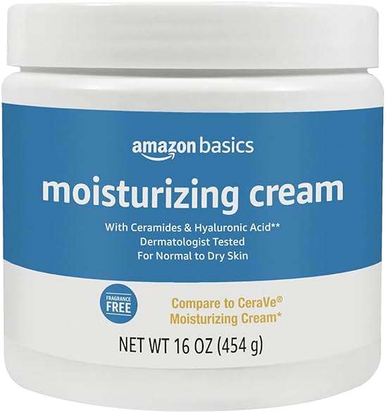 Amazon Basics Moisturizing Cream for Face and Body, Fragrance-Free, with Ceramides, Hydrating for Dry Skin, 16 Ounces, 1-Pack - Image 1