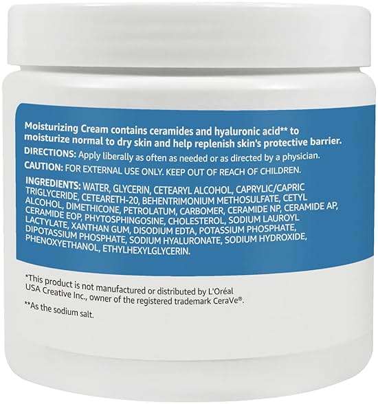 Amazon Basics Moisturizing Cream for Face and Body, Fragrance-Free, with Ceramides, Hydrating for Dry Skin, 16 Ounces, 1-Pack - Image 2