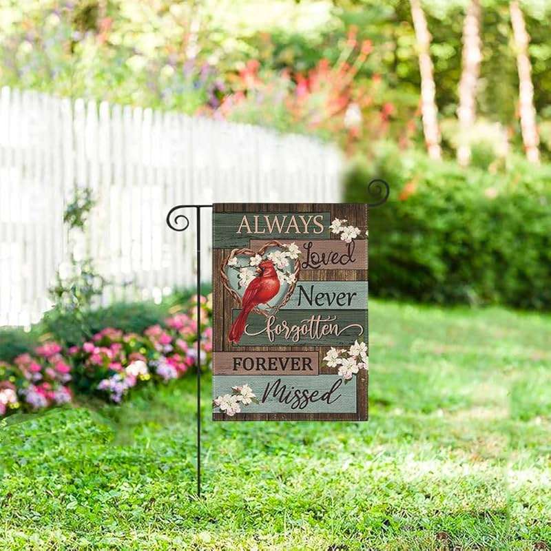 AVOIN colorlife Cardinal Memorial Garden Flag 12x18 Inch Double Sided Outside, Always Loved Never Forgotten Memorial Day Gravesite Saying Yard Outdoor Decoration - Image 7