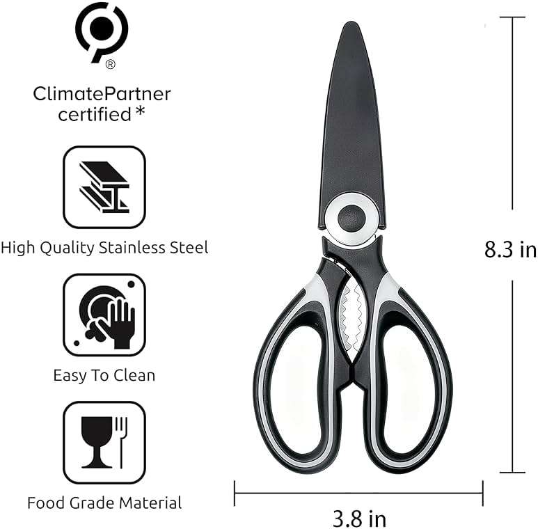 OMDAR 3 Pack Kitchen Scissors & Seafood Scissors Set, Sharp Kitchen Shears | All Purpose Stainless Steel Heavy Duty for Poultry Food Dishwasher Safe with Protective Sheath Comfort-Grip - Image 2
