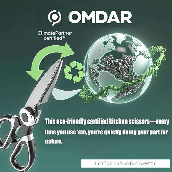 OMDAR 3 Pack Kitchen Scissors & Seafood Scissors Set, Sharp Kitchen Shears | All Purpose Stainless Steel Heavy Duty for Poultry Food Dishwasher Safe with Protective Sheath Comfort-Grip - Image 4