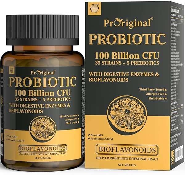Probiotics with Prebiotics for Men and Women - 35 Strains Probiotics 100 Billion CFU for Gut & Digestive Health, Vegan Acidophilus Probiotic Supplement, Non-GMO Raw Probiotic 60 Capsules - Image 1