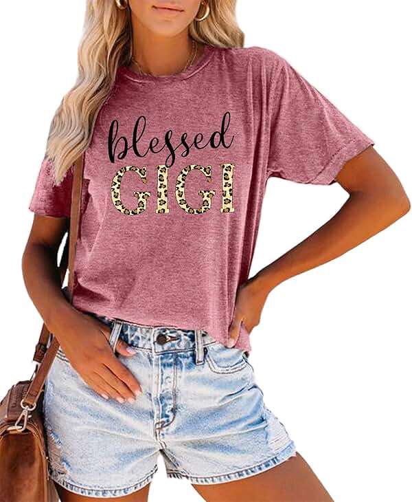 Blessed Gigi Shirts for Grandma T-Shirt Women Leopard Print Graphic Tshirts Tops Mimi Gigi Tees Shirt - Image 2