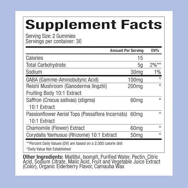 Plant People WonderSleep Mushroom Gummies Supplement for Sleep, No Melatonin Sleep Gummies with Reishi Mushroom, Saffron & Chamomile, Wild Elderberry Flavor, Sugar-Free (60 Count) - Image 3