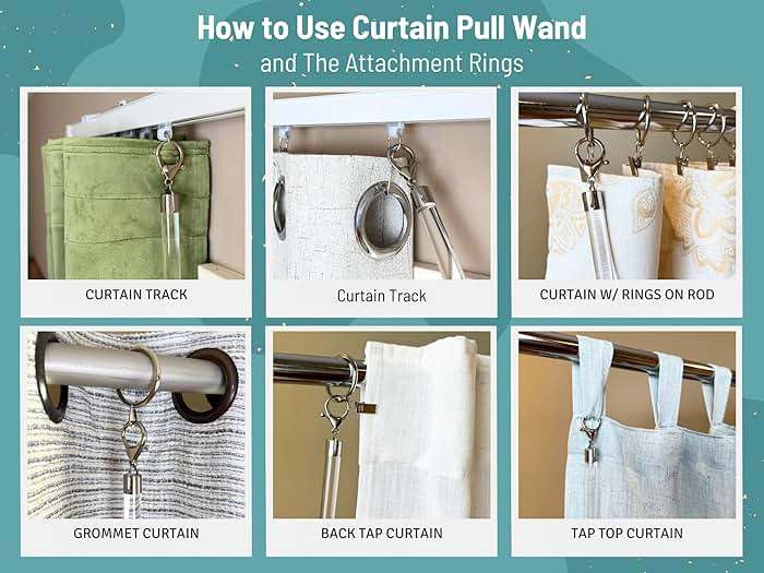OooWow 36 inch (4 Pack) Steel Cap Round Base Acrylic Curtain Pull Wand - Clear Curtain Wand - Invisible Drapery Wand - Drapery Pull Rod (36 Inch) - Image 4