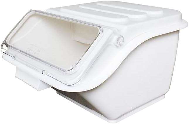 TrueCraftware- 2 Gallon (40 Cups) Shelf Ingredient Bin White with Clear Flip Top Lid & Measuring Scoop- Stackable Plastic Kitchen Pantry Storage Bin for Dry Food Flour Sugar Kitchen Restaurant - Image 1