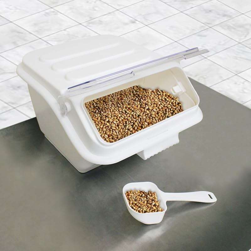 TrueCraftware- 2 Gallon (40 Cups) Shelf Ingredient Bin White with Clear Flip Top Lid & Measuring Scoop- Stackable Plastic Kitchen Pantry Storage Bin for Dry Food Flour Sugar Kitchen Restaurant - Image 2