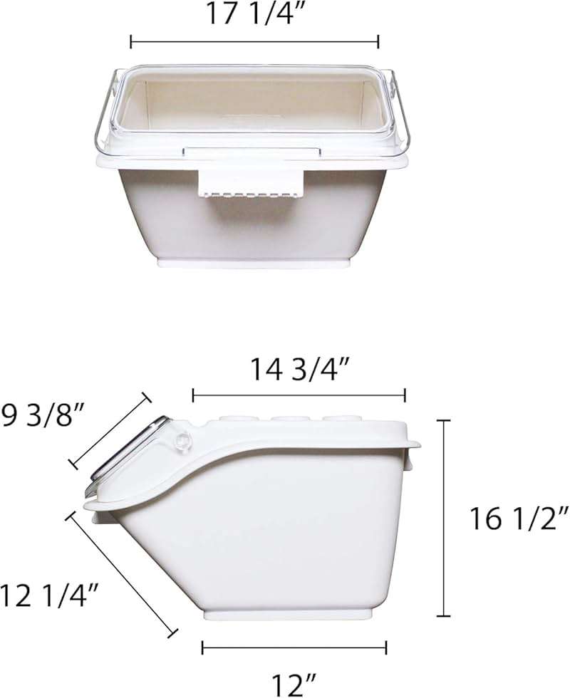 TrueCraftware- 2 Gallon (40 Cups) Shelf Ingredient Bin White with Clear Flip Top Lid & Measuring Scoop- Stackable Plastic Kitchen Pantry Storage Bin for Dry Food Flour Sugar Kitchen Restaurant - Image 3