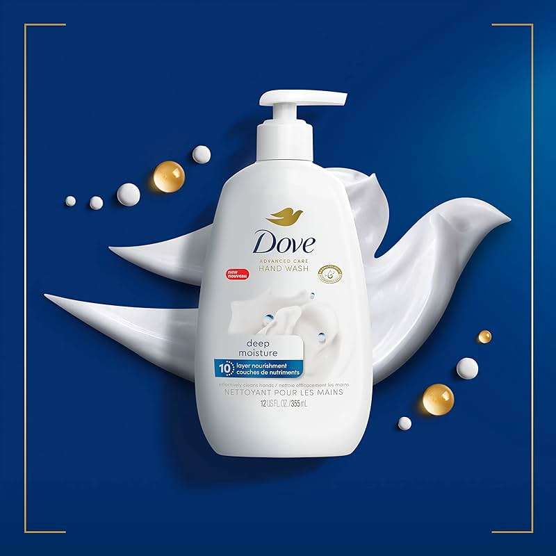 Dove Advanced Care Hand Wash Deep Moisture 4 Count for Soft, Smooth Skin, More Moisturizers than the Leading Ordinary Hand Soap, 12 oz - Image 5