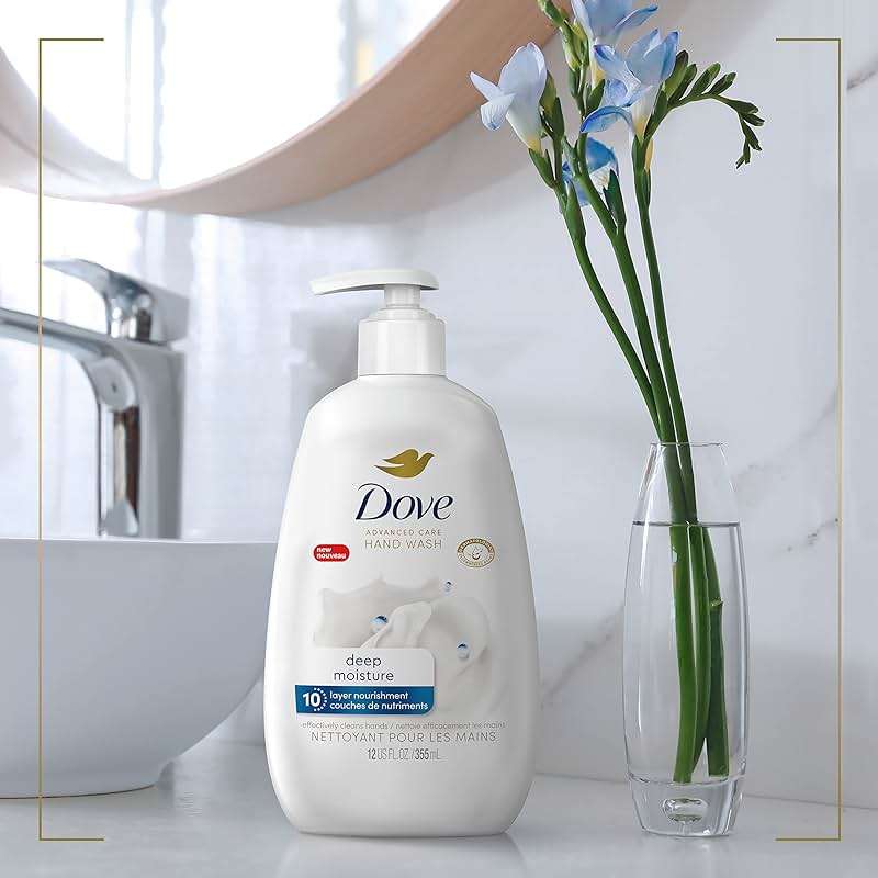 Dove Advanced Care Hand Wash Deep Moisture 4 Count for Soft, Smooth Skin, More Moisturizers than the Leading Ordinary Hand Soap, 12 oz - Image 6