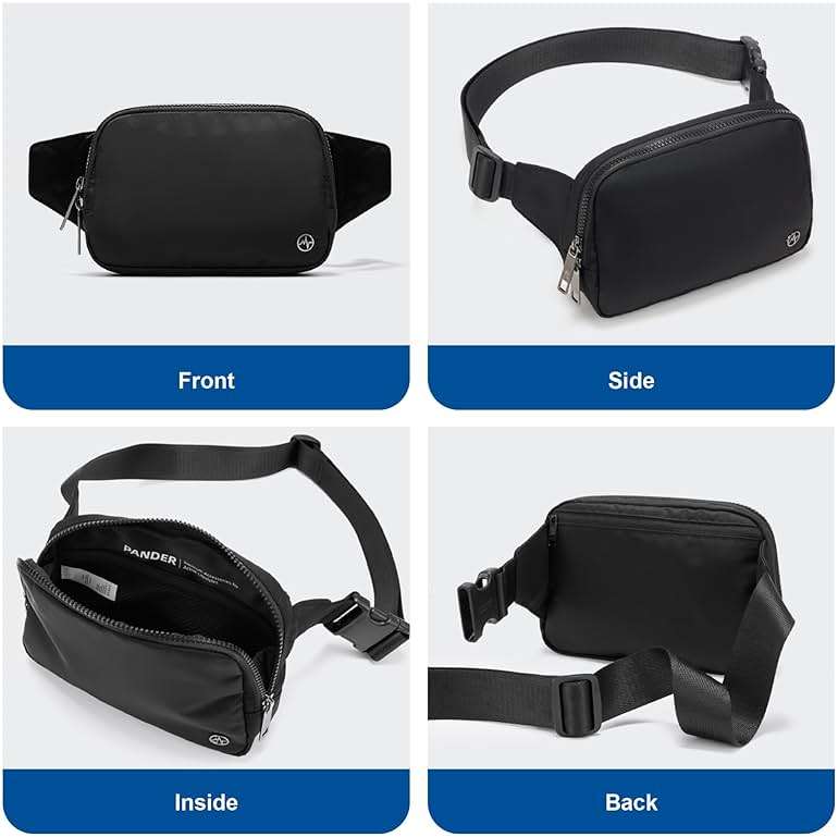 Pander Belt Bag Large 2L, Nylon Fanny Pack Purse for Women and Men with Adjustable Strap - Image 2