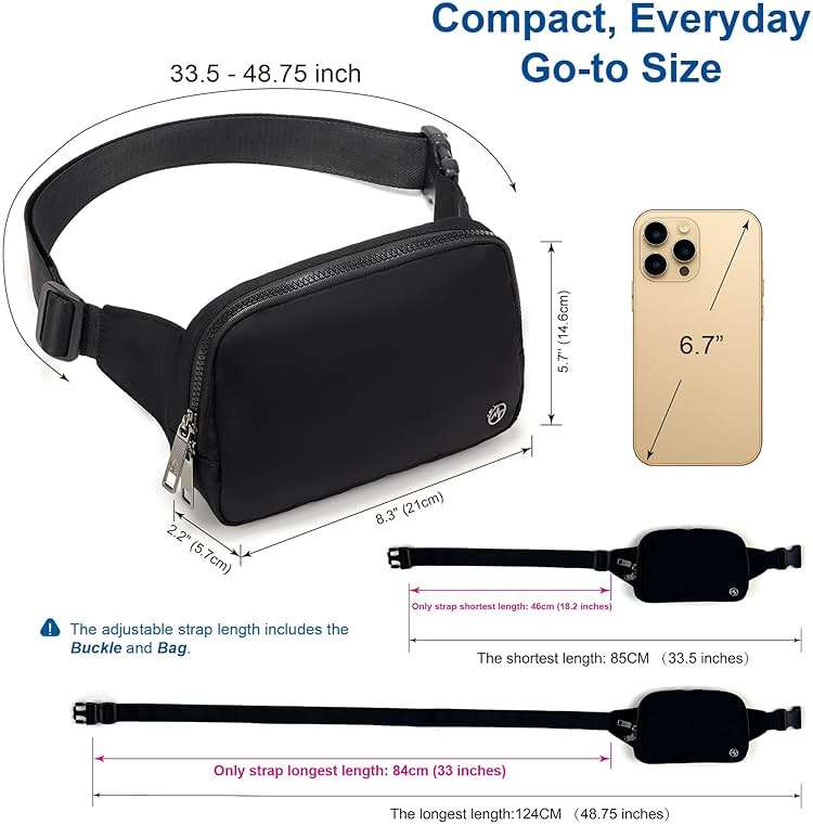 Pander Belt Bag Large 2L, Nylon Fanny Pack Purse for Women and Men with Adjustable Strap - Image 4
