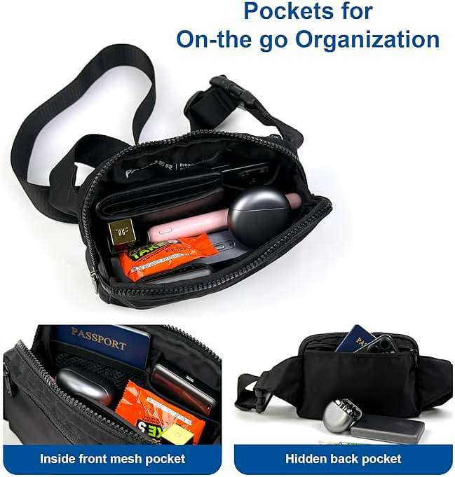 Pander Belt Bag Large 2L, Nylon Fanny Pack Purse for Women and Men with Adjustable Strap - Image 6