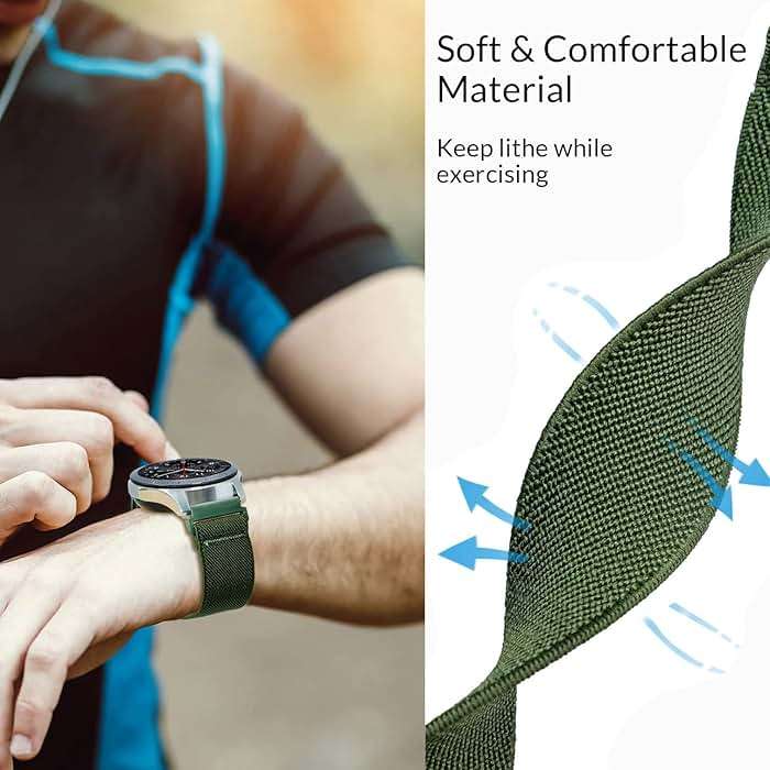 Farluya 6 Pack Watch Bands Compatible with Samsung Galaxy Watch 3 45mm/Galaxy Watch 46mm Bands/Gear S3 Frontier,22mm Stretchy Nylon Watch Straps Adjustable Wristband for Men Women - Image 5