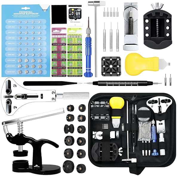 Watch Repair Kit, GLDCAPA Professional Watch Battery Replacement Kit, Watch Repair Tools with Carrying Case, Watch Link Removal Tool Kit, Watch Case Opener, Watch Press Set with 60pcs Watch Battery - Image 1