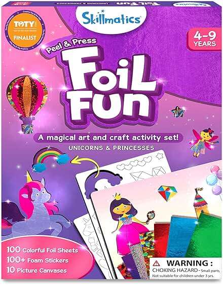 Skillmatics Foil Fun - Unicorns & Princesses, No Mess Art & Craft Kit for Kids, Craft Kits & Supplies, DIY Creative Activity, Travel Toys, Screen-Free Entertainment, Gifts for Ages 4, 5, 6, 7, 8, 9 - Image 1