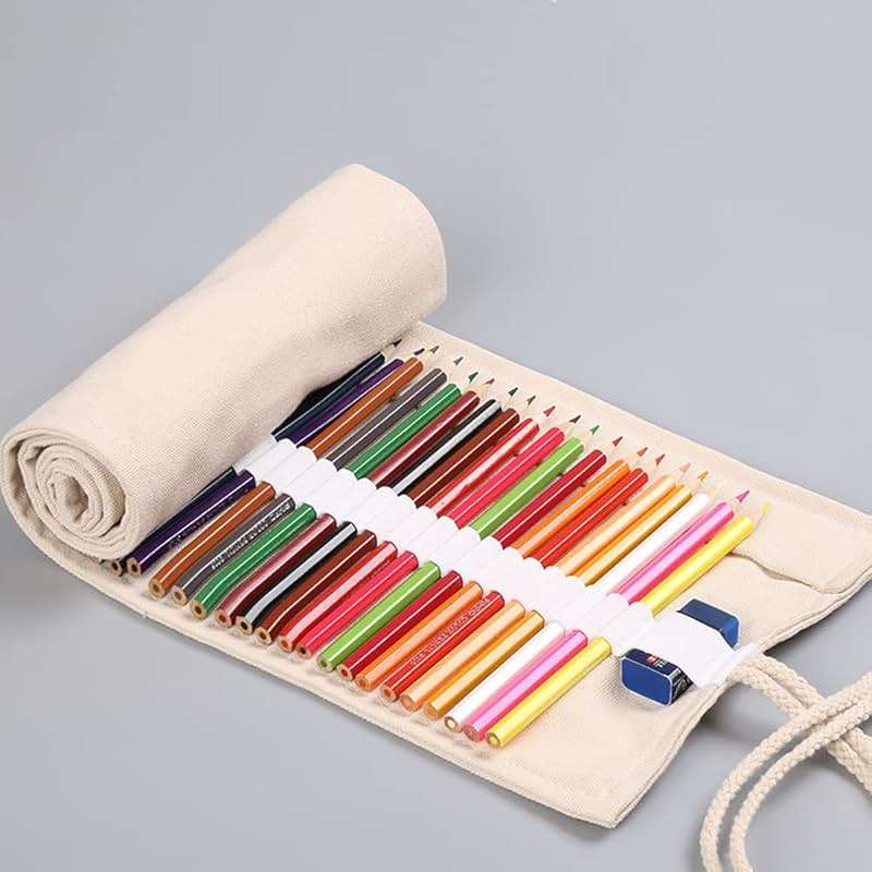 DIYOMR 24/36/72 Slots Pencil Wrap Pencil Rolls, Artist Colored Pencils Roll Up Bag Short Brushes Pouch Case Pencils Organizer for Drawing Coloring and Sketching (White, 72slots) - Image 4