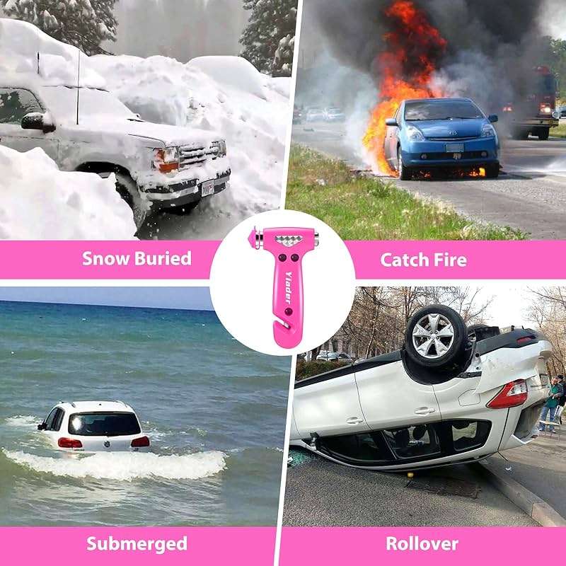 Yiader Window Breaker, 3-in-1 Emergency Escape Tool with Car Window Breaker and Seatbelt Cutter, Car Safety Hammer Car Essentials Tool for Women - Image 6