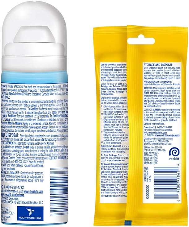 Lysol To Go Bundle - 1.5 Ounce Crisp Linen Disinfectant Spray and Lemon Lime Disinfecting Wipes Flat Pack - Image 6