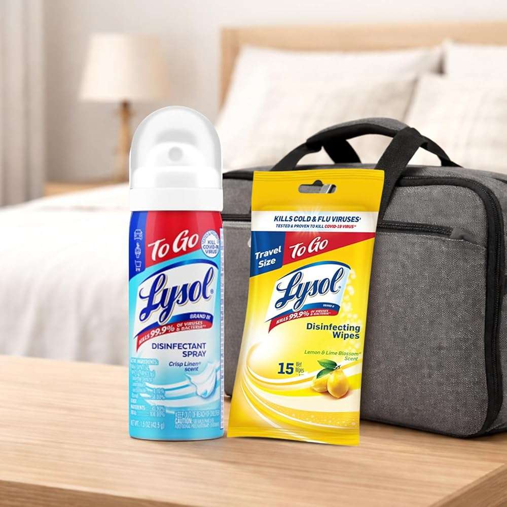 Lysol To Go Bundle - 1.5 Ounce Crisp Linen Disinfectant Spray and Lemon Lime Disinfecting Wipes Flat Pack - Image 7