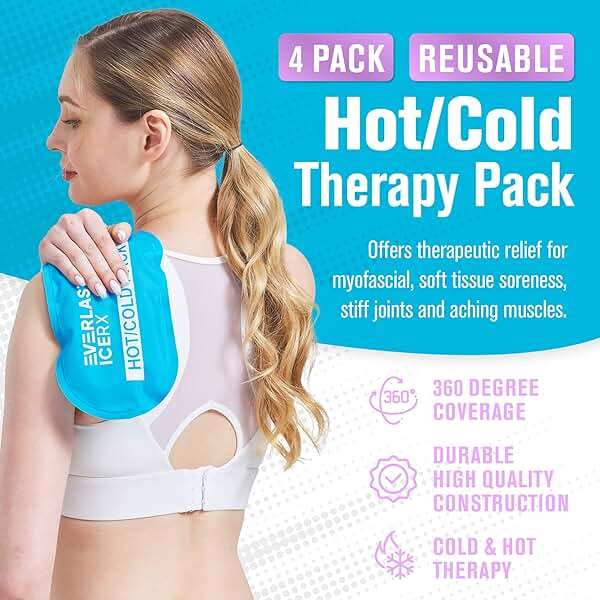 Gel Ice Packs for Injuries Reusable, Hot & Cold Gel Wrap (4 Pack), Adjustable & Flexible, Long Lasting Instant Compression for Back, Knees, Shoulders, Elbows, Neck, Foot & Ankle - Image 3