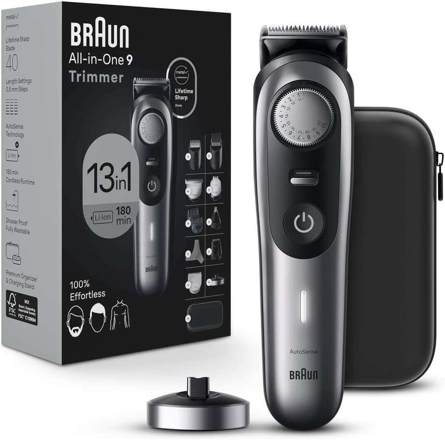 Braun Series 9 All-in-One Multi Grooming Kit for Men, 13-in-1 Beard Trimmer, Body Groomer, Hair Clipper and Manscaping for Face & Body, 9440 - Image 1