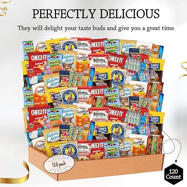 Snack Box Variety Pack (120 Count) - Fathers Day Snack Box with Bulk Snacks Variety Pack for Adults, Kids and Teens - Graduation Gift, Chips Variety Pack, Office Snacks and Birthdays - Image 2