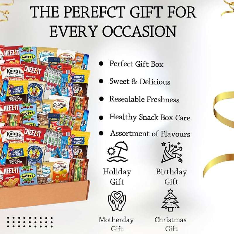 Snack Box Variety Pack (120 Count) - Fathers Day Snack Box with Bulk Snacks Variety Pack for Adults, Kids and Teens - Graduation Gift, Chips Variety Pack, Office Snacks and Birthdays - Image 5