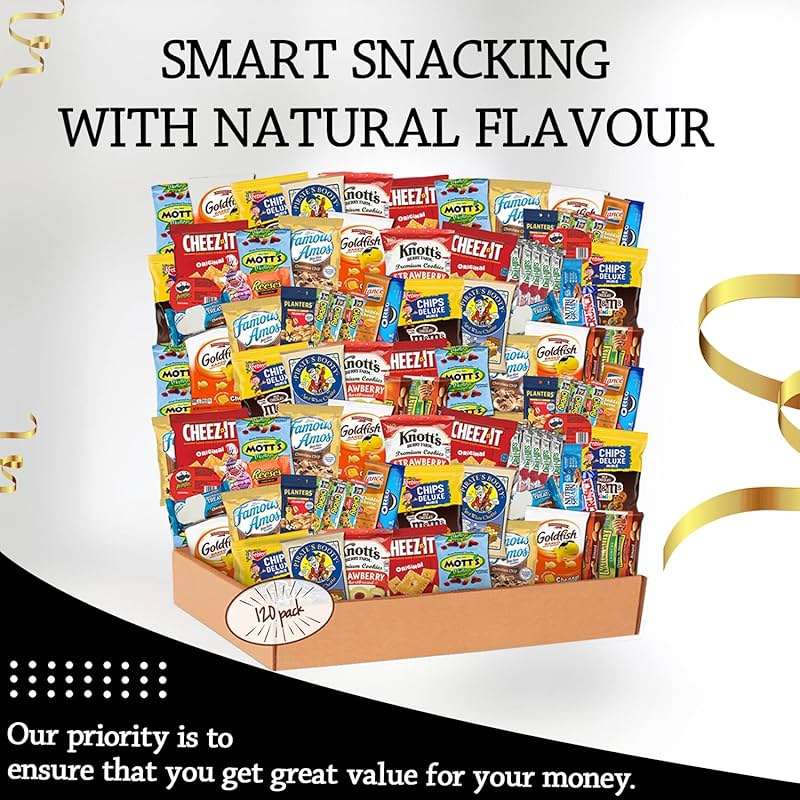 Snack Box Variety Pack (120 Count) - Fathers Day Snack Box with Bulk Snacks Variety Pack for Adults, Kids and Teens - Graduation Gift, Chips Variety Pack, Office Snacks and Birthdays - Image 9